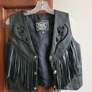 Genuine Black Fringe Leather Vest